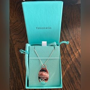 Tiffany & Co Sterling Silver Blue Splash Large Oval Chain Necklace 28”